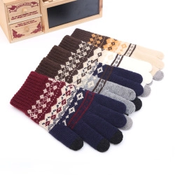 Winter touch screen knitted gloves in five colors featuring snowflake patterns and thermal lining