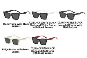Five pairs of cat-eye polarized sunglasses in assorted colors on a clean white background