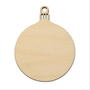 Detail of round blank boxwood tag with hanging hole for DIY crafts and decor