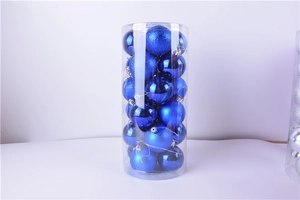 Detail view of 3cm navy blue Christmas ball ornaments in glossy, matte, and glitter finishes