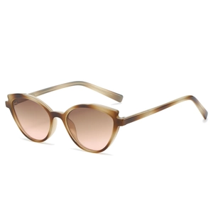 Fashionable brown marble cat eye sunglasses with pink gradient lenses for women