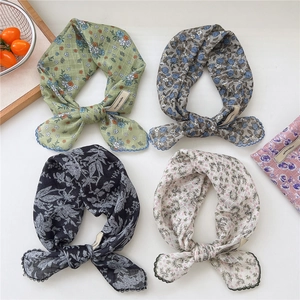 Floral cotton linen touch headbands with explore infinity label and wavy edges