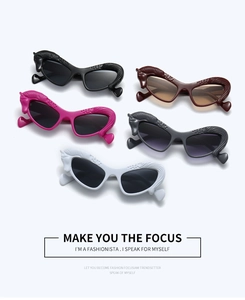Detailed relief of Pegasus horse head on the upper frame of stylish cat-eye sunglasses