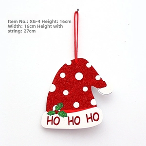Glitzernde rote Weihnachtsmütze Deko mit HO HO HO Text und Stechpalme, 16x16cm Aufhänger