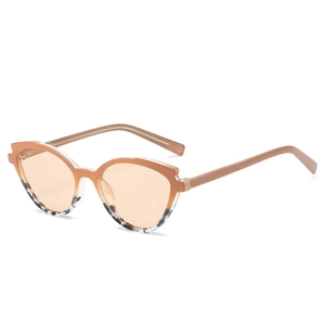 Fashionable cat-eye TR90 sunglasses with ginger and leopard contrast frame for women