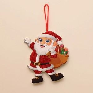 Glittery red Santa Claus foam ornament with hanging string for Christmas decor