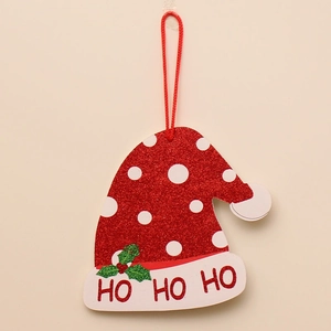 Glitzernde rote Weihnachtsmannmütze als Hänger mit HO HO HO Schriftzug für Weihnachtsdeko