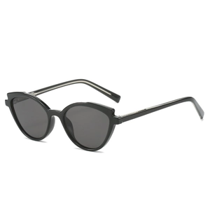 Fashionable black cat-eye sunglasses with TR90 frames and dark gray lenses for women