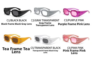 Matrix grid display of Y2K wavy frame sunglasses in six diverse color combinations