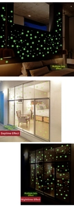 Luminous snowflake wall stickers showing daytime appearance and nighttime glowing effect