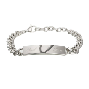 Classic titanium steel couple bracelet with Real Love heart puzzle in silver finish