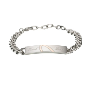 Titanium steel couple bracelets with jigsaw heart design and Real Love engraving