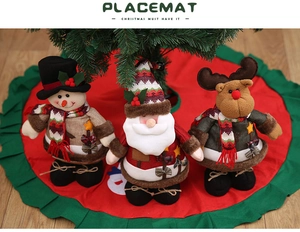 Festive Christmas placemat featuring 3D plush Santa, snowman and reindeer ornaments