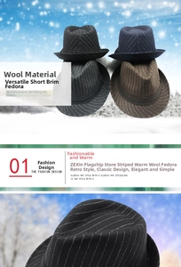 Detail of wool felt fedora hats showing striped texture and warm winter material