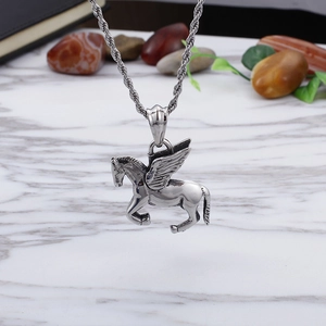 Pegasus Flying Horse Pendant For Men Stainless Steel Vintage Angel Wings Animal Jewelry Charm Hip Hop Fashion