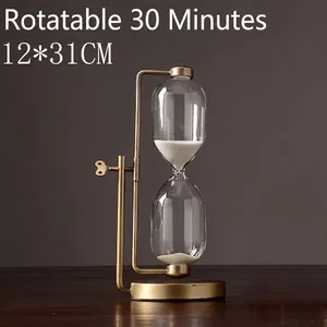 European style rotating 30-minute brass hourglass decor for office and home, 12x31cm