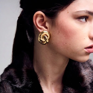 Interlocking Double Circle Earrings Stainless Steel 18K Gold Plated Hypoallergenic Waterproof Vintage Geometric Studs For Women