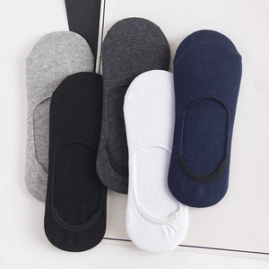 Lot de 5 paires de chaussettes invisibles en coton pour homme avec silicone antidérapant