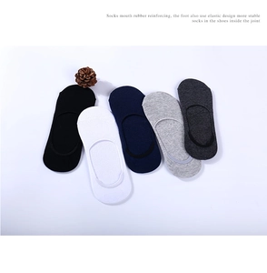 Lot de cinq paires de chaussettes invisibles pour hommes en coton avec bord élastique
