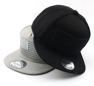 Black and grey hip hop snapback baseball caps with American flag embroidery