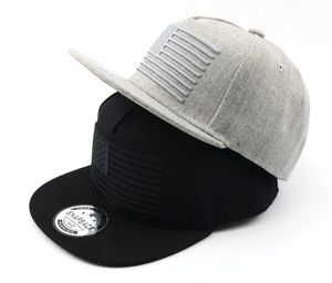 Men's hip hop snapback baseball caps in grey and black with American flag embroidery
