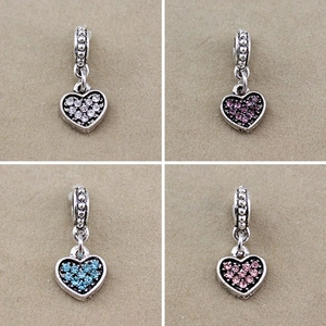 Heart Charm Alloy Rhinestone DIY Bracelet Pendant Sparkling Jewelry Accessory For Women Gift