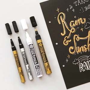 Sakura Pen-touch paint markers in gold silver and white with 2.0mm medium nibs