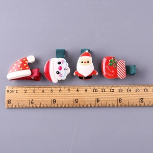 Set di fermagli per capelli natalizi in resina con motivi di Babbo Natale e scala graduata