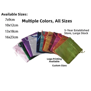 Size chart for ethnic cotton drawstring bags in 7x9cm, 10x12cm, 13x18cm, and 16x23cm
