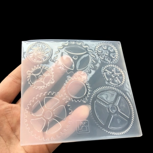 Steampunk gear silicone mold for clay and resin crafts with various industrial gear sizes