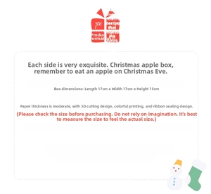 Dettaglio della scatola regalo di Natale 12x12x15cm con specifiche su carta e design