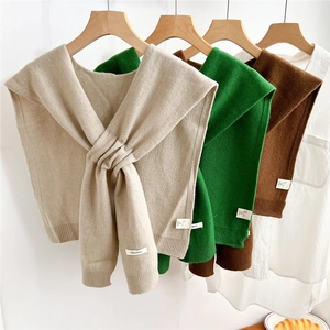 Three premium 100% wool knitted shawls in beige, green, and brown colors