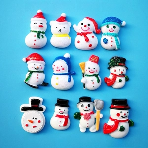 Lot de 12 figurines de bonhomme de neige en résine avec paillettes pour décoration DIY