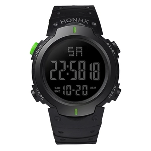 Men's large screen outdoor sports digital watch with black dial and HONHX brand logo