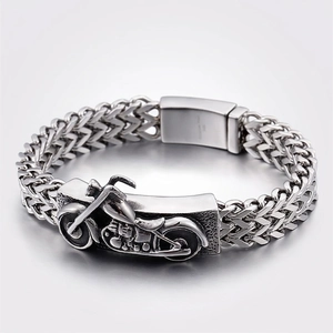 Motorcycle Biker Bracelet Men 316L Stainless Steel Vintage Double Row Braided Chain Jewelry Retro Punk Style