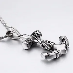 Nautical Anchor Pendant Stainless Steel Rope Wrap Vintage Sailing Jewelry For Men Women Durable Corrosion Resistant
