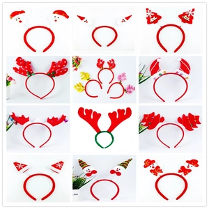 Collection of 12 festive Christmas headbands featuring Santa, reindeer, and snowman designs
