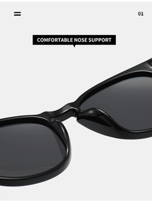 Detail view of the ergonomic integrated nose pads on black polarized sunglasses frame
