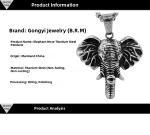 Detail specifications of vintage black elephant pendant made of durable titanium steel