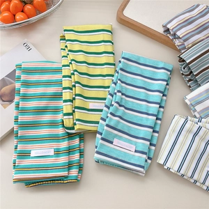 Striped UV sun protection arm sleeves with pink woven label for summer cycling
