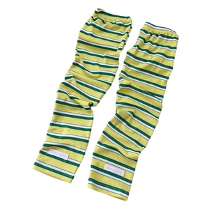 Breathable striped sun protection cooling sleeves in yellow and green knit for cycling
