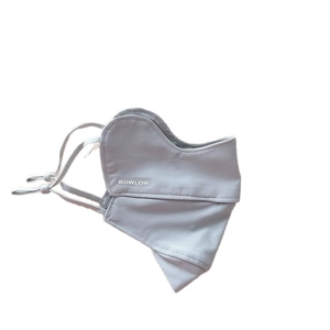 Light gray breathable sun protection face mask with adjustable ear straps and eye corner coverage