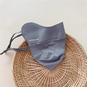 Detailed view of breathable V-shaped sun protection face mask in morandi dark grey