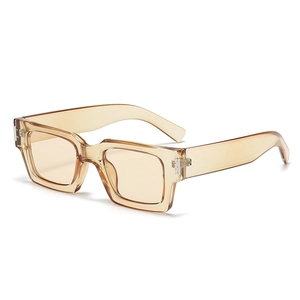 Retro square sunglasses with translucent amber olive frames for stylish daily wear