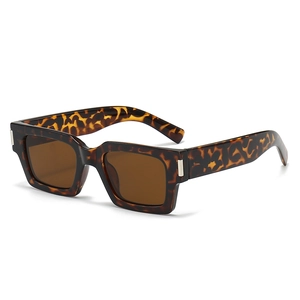Retro rectangle sunglasses featuring tortoiseshell frame and dark brown tinted lenses