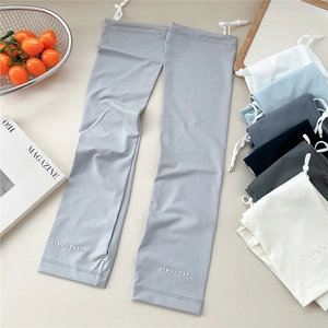 Unisex ice silk cooling arm sleeves with adjustable drawstring for sun protection