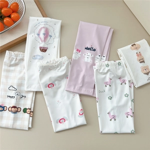 Summer ice silk sun protection sleeves with cute cartoon patterns and drawstring design