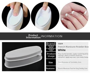 French manicure dip tray for nail art, 6cm diameter white plastic tool for smile lines