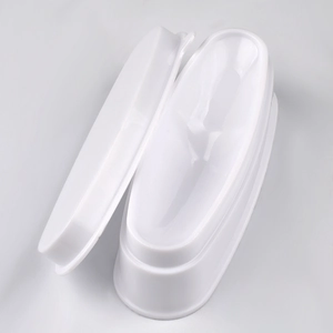 White French dip nail powder tray tool set with oval container and lid for DIY manicure