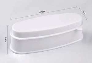 Detailed dimensions of the white French nail dipping tray measuring 10.7x4x3.1 CM